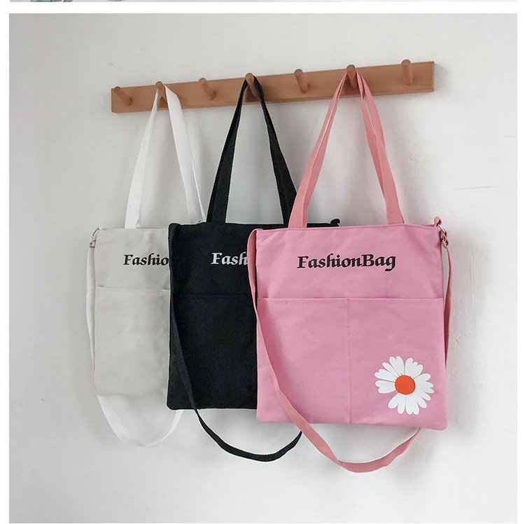 Large-capacity crossbody bag 2024 new style Japanese and Korean printed women's canvas bag with logo printing, student single-shoulder canvas bag details Picture