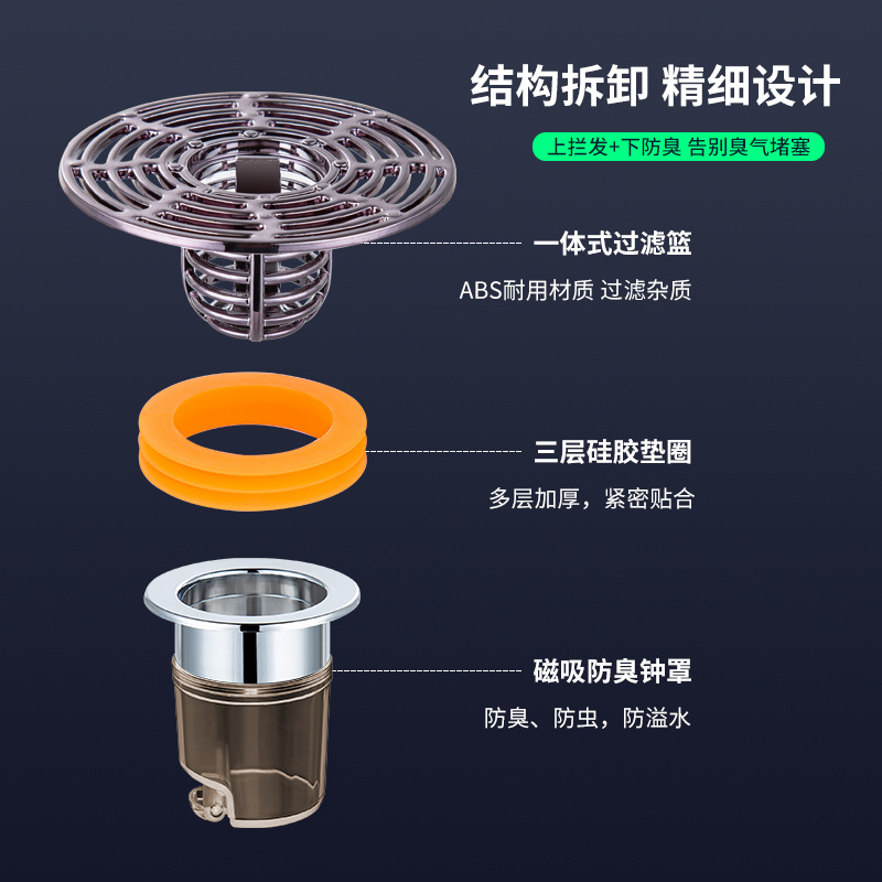 Floor drain cover anti-odor core, sewer anti-backflow PVC hair filter submersible net, water anti-odor boat, floor drain anti-odor wonder Application Scenario