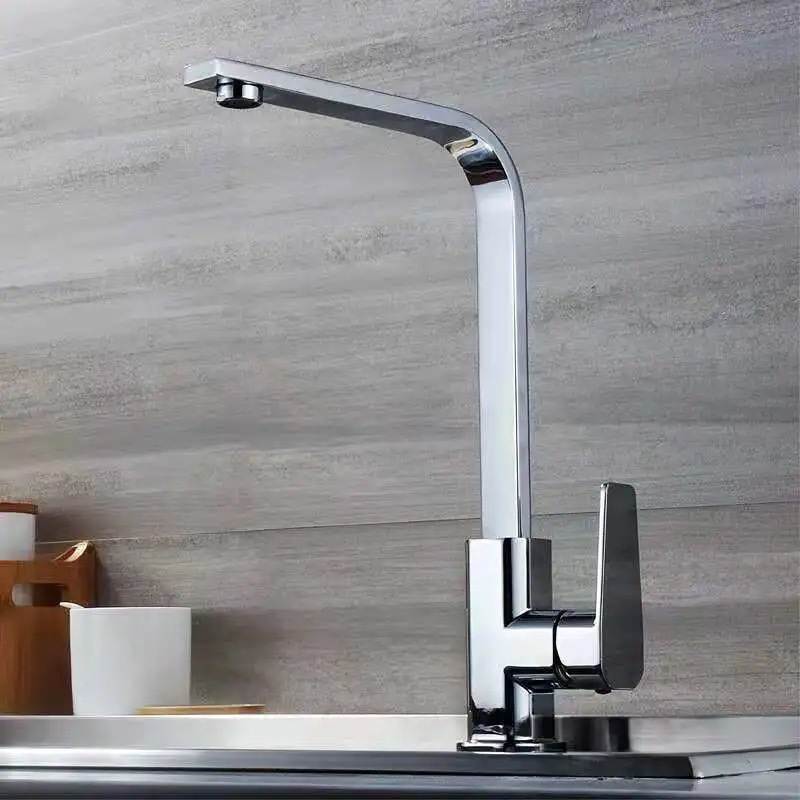 Black lacquered seven-character square household kitchen faucet, fine copper, hot and cold rotatable sink, sink faucet Specification drawing