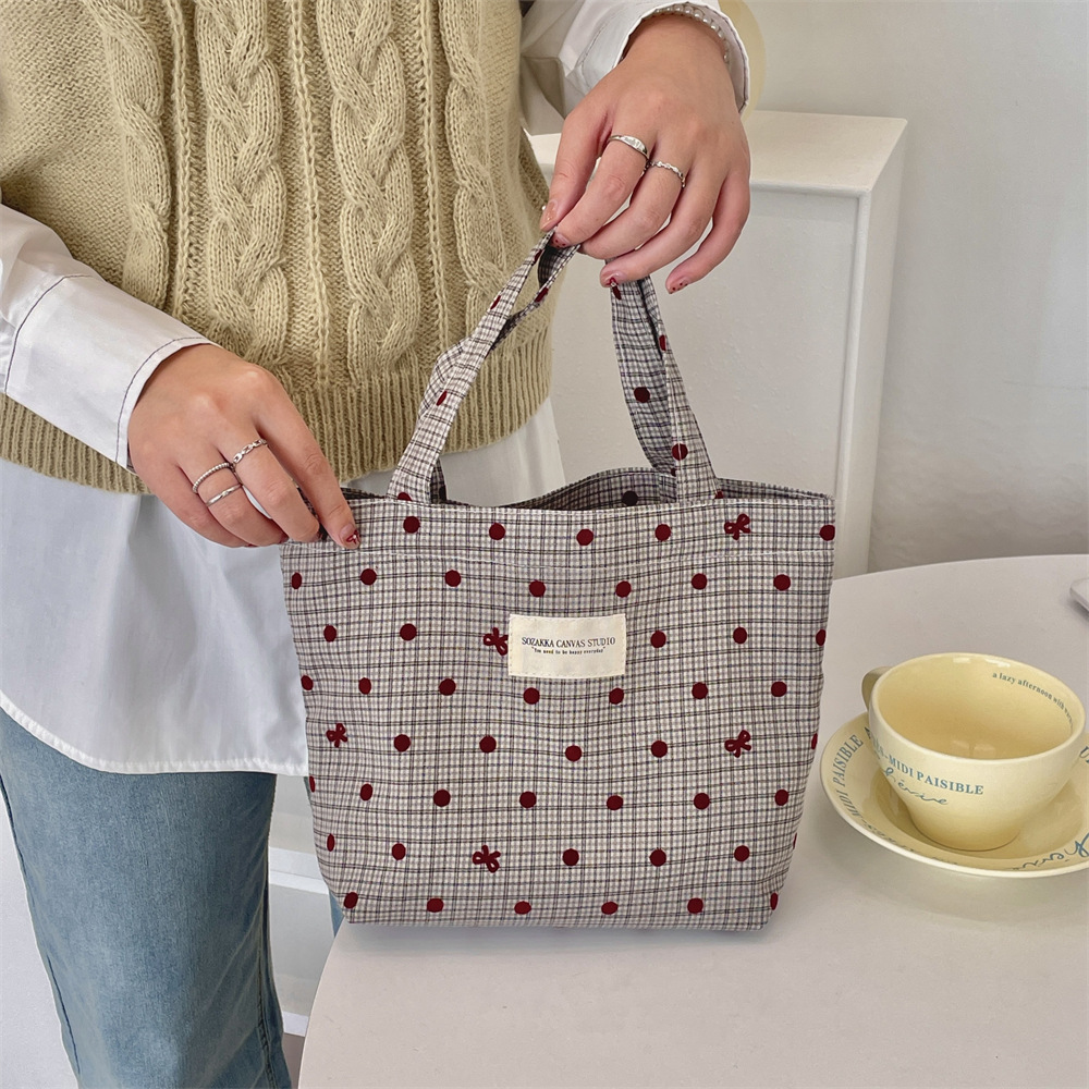 410182 Autumn New style bento bag, student hand-held bag, large-capacity portable small cloth bag for commuting and going out details Picture