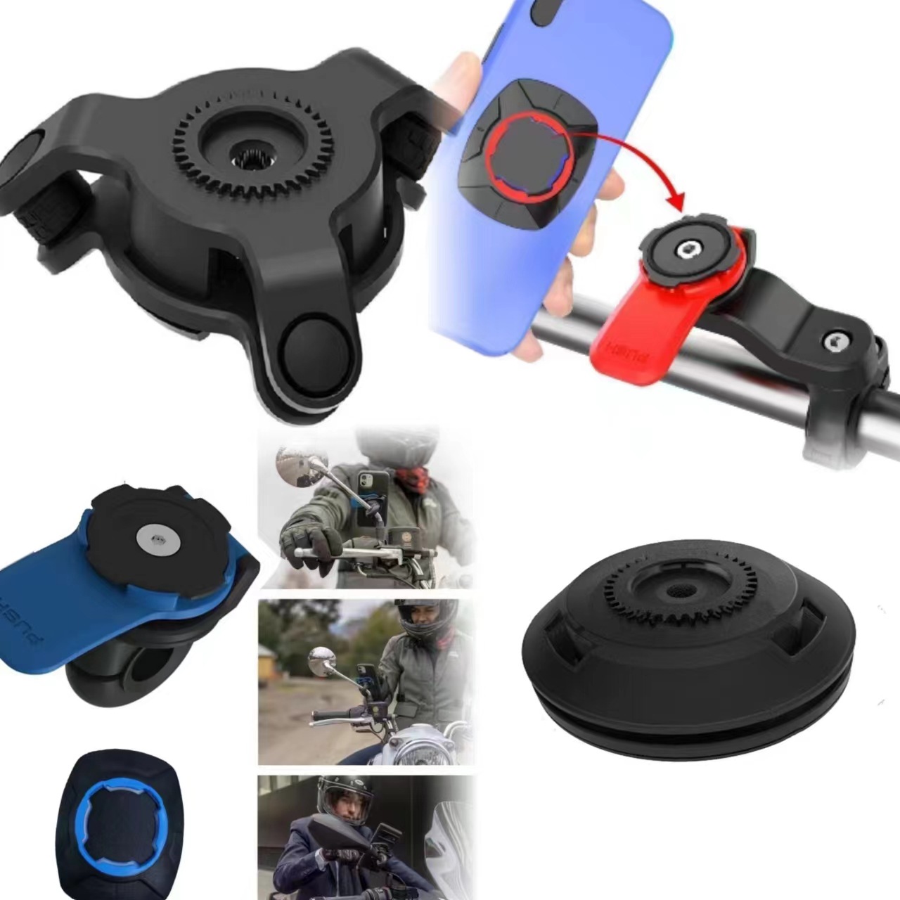 Cross-border simple 360-degree rotating motorcycle stand, takeout navigation, detachable mobile phone stand, bicycle mobile phone stand Specification drawing