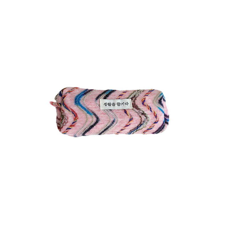 33182 New Rainbow embroidery makeup bag, large-capacity portable travel hand-held bag, texture pen case and coin purse Item Picture