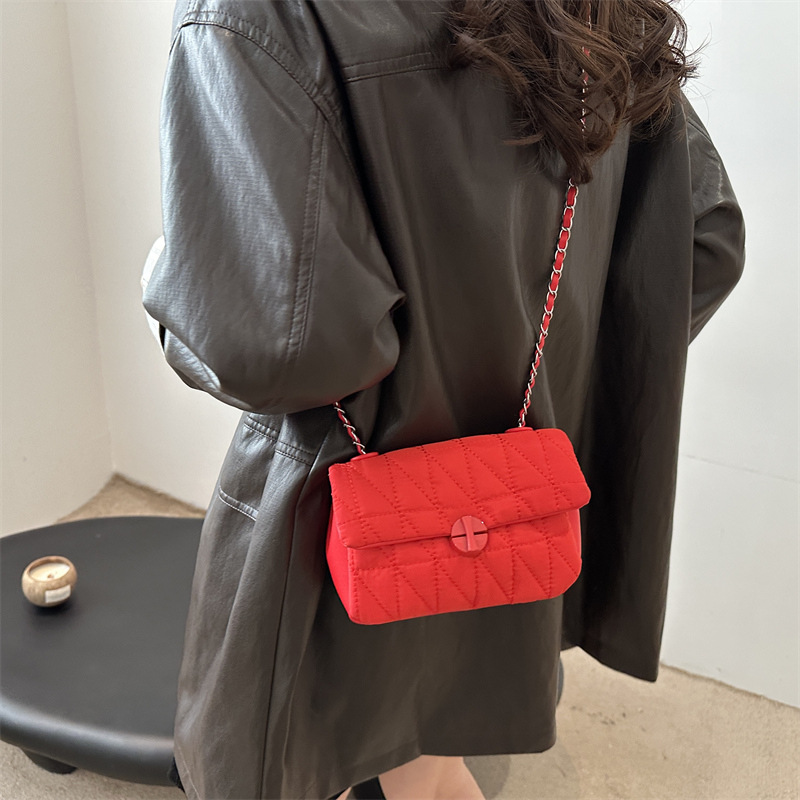 This year's popular single-shoulder small square bag is a niche design chain crossbody bag for women with a high-quality autumn texture in 2024 details Picture