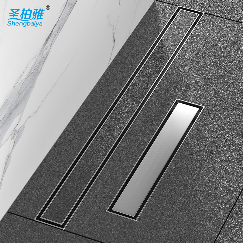 The bathroom features a 55-width, extremely narrow, long anti-odor 304 stainless steel strip, invisible floor drain, and a rectangular hidden floor drain for the shower room full figure