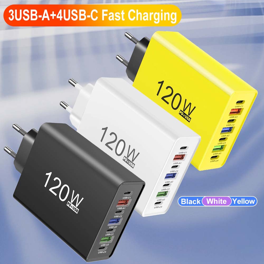 Cross-border wholesale of multi-interface mobile phone charger 4Type-c PD+3USB travel charger 4A charging head full figure