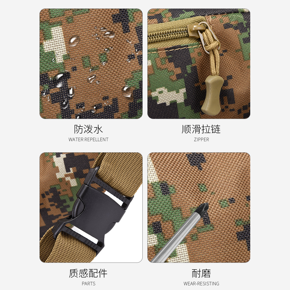 Men's outdoor camouflage waist bag, women's Oxford mountaineering crossbody waist bag, fashionable and versatile, wholesale and consignment of chest bags details Picture