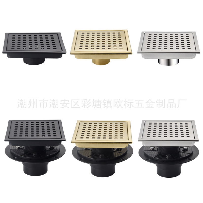Export cross-border 304 stainless steel floor drain, bathroom shower room, large flow grid, American standard flange, drainpipe full figure