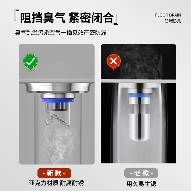 Bathroom sewer anti-bedbug floor drain core filter pull-up basket type anti-odor and anti-backflow leakage plug floor drain core Specification drawing