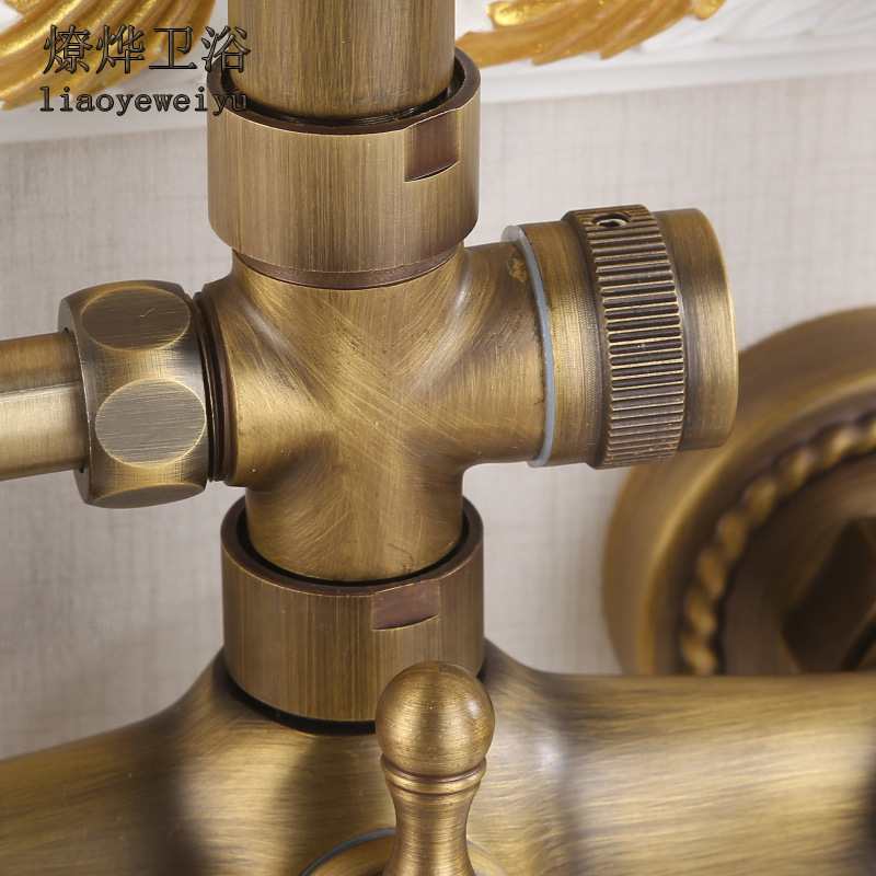 Antique all-copper shower head set, cold and hot European retro 5-way shower head bathroom nozzle set, concealed installation wholesale Application Scenario