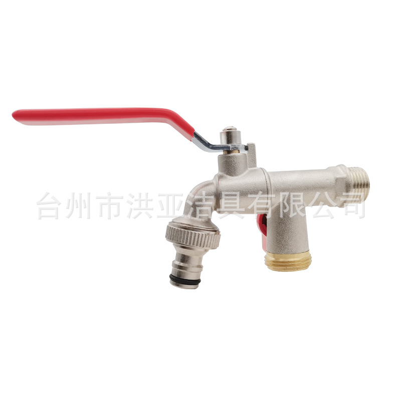 Brass garden double-head dual-control quick-connect faucet for washing machine ball core with one in and two out quick-open zinc alloy faucet Application Scenario