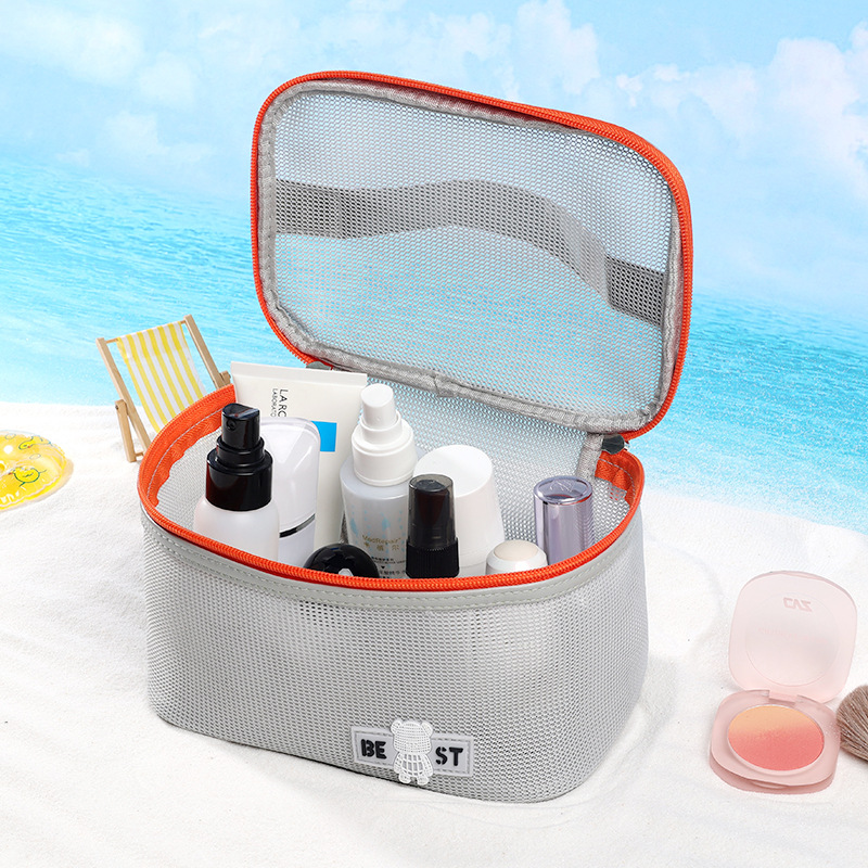 Runhui Holiday Open-lid Makeup Bag, Travel Storage Bag, Grid Makeup Bag, large-capacity makeup bag, essential for travel Specification drawing