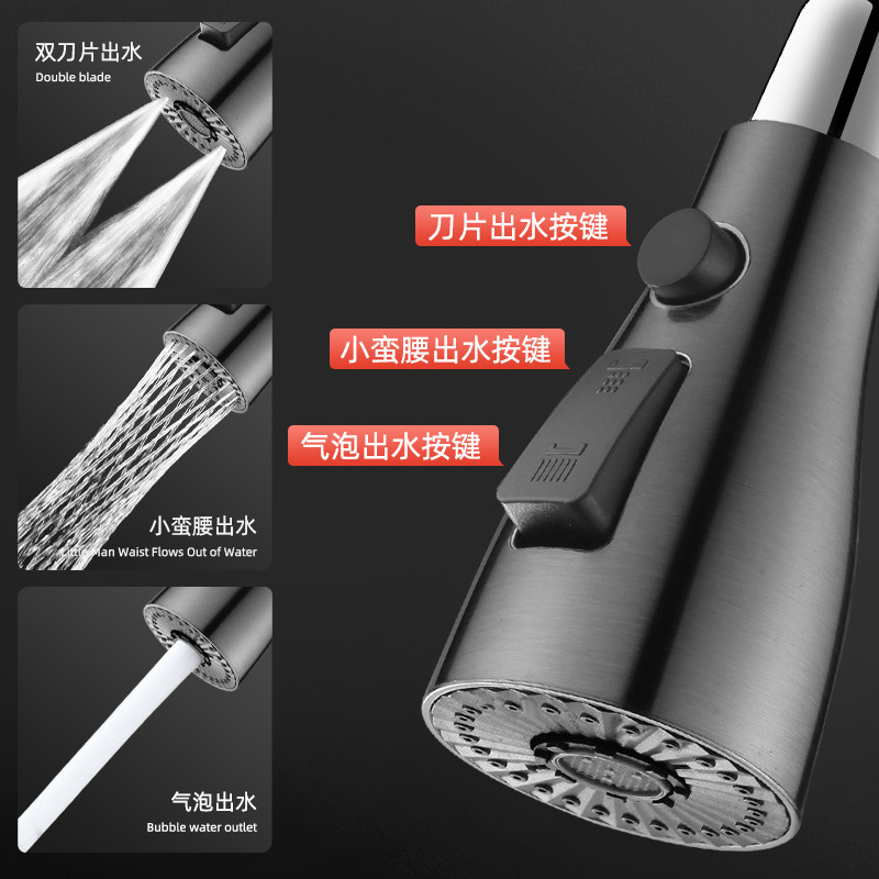 Special accessories for the pull-out faucet nozzle in the kitchen sink, small showerhead anti-splash and pressure-increasing water outlet replacement head Application Scenario