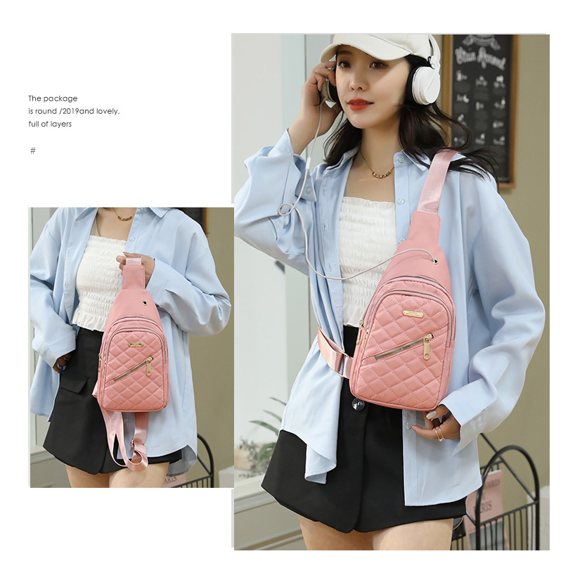The new women's bag is a fashionable and casual chest bag with multi-layer embroidered thread. It is a simple single-shoulder crossbody chest bag that is versatile for ladies details Picture