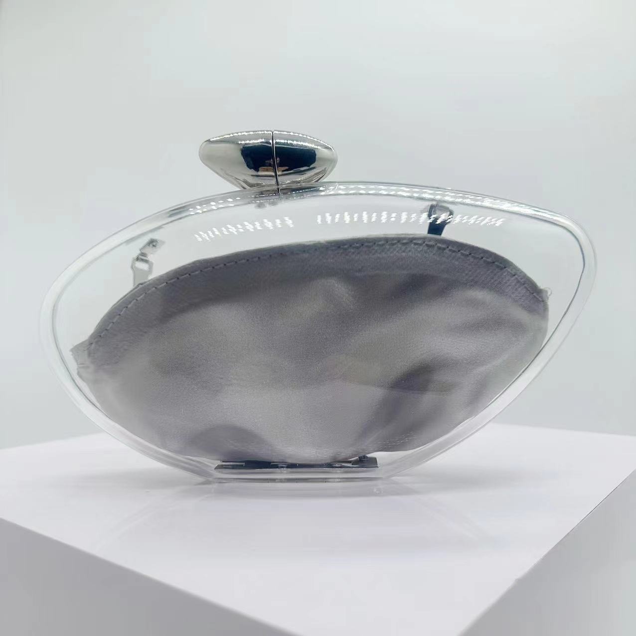 New transparent bag for women, fashionable and trendy hand-held acrylic bag, simple evening bag, hand-held bag for women details Picture