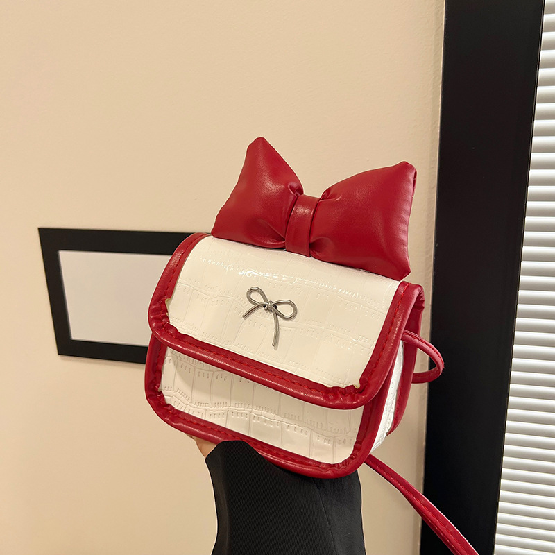 Little Bag 2025 Spring New Mini square bag, high-end crossbody bag, cute girl bow single-shoulder bag full figure