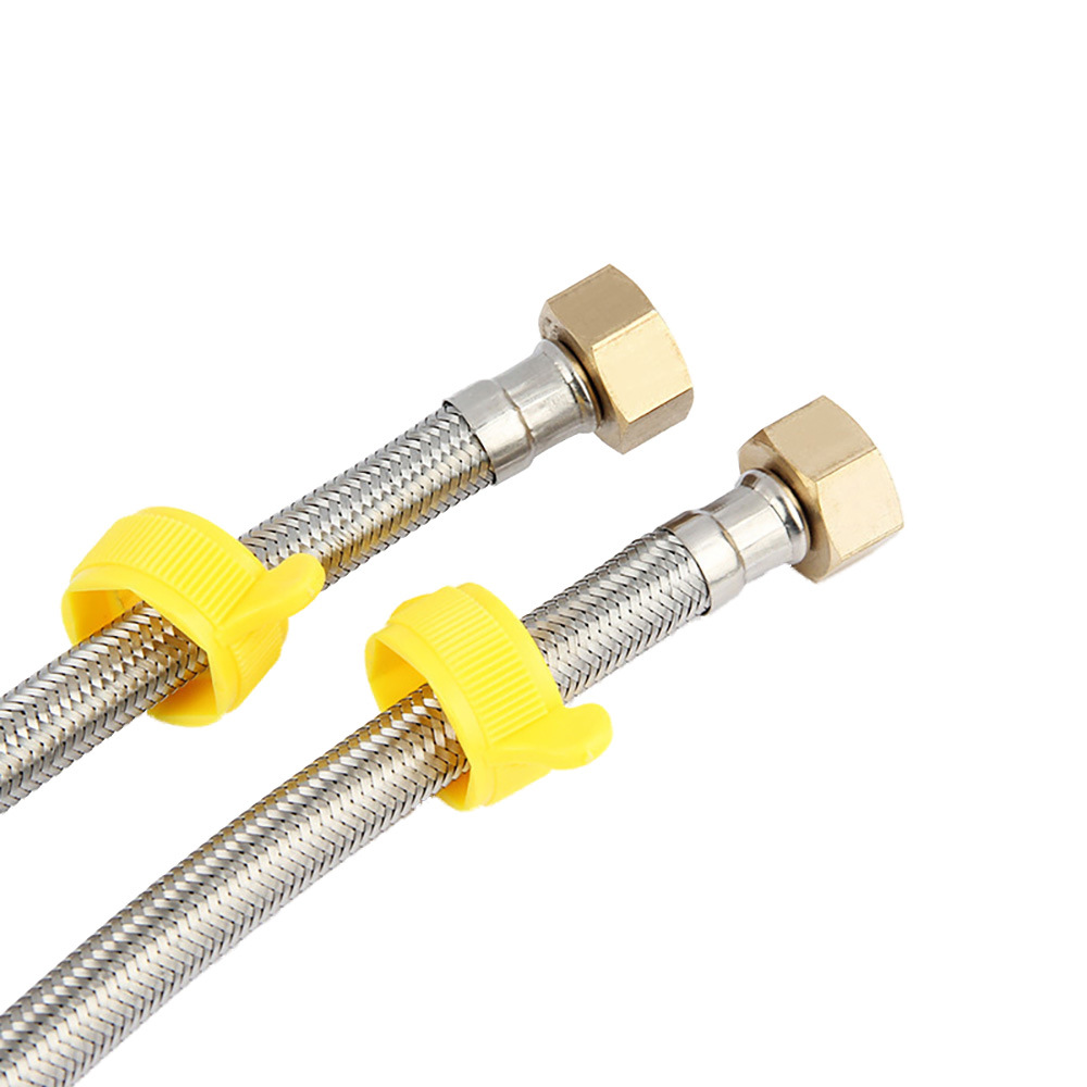 The 304 stainless steel braided hose for the water inlet, explosion-proof cold and hot Angle valve, water heater faucet, toilet connection water supply pipe Item Picture