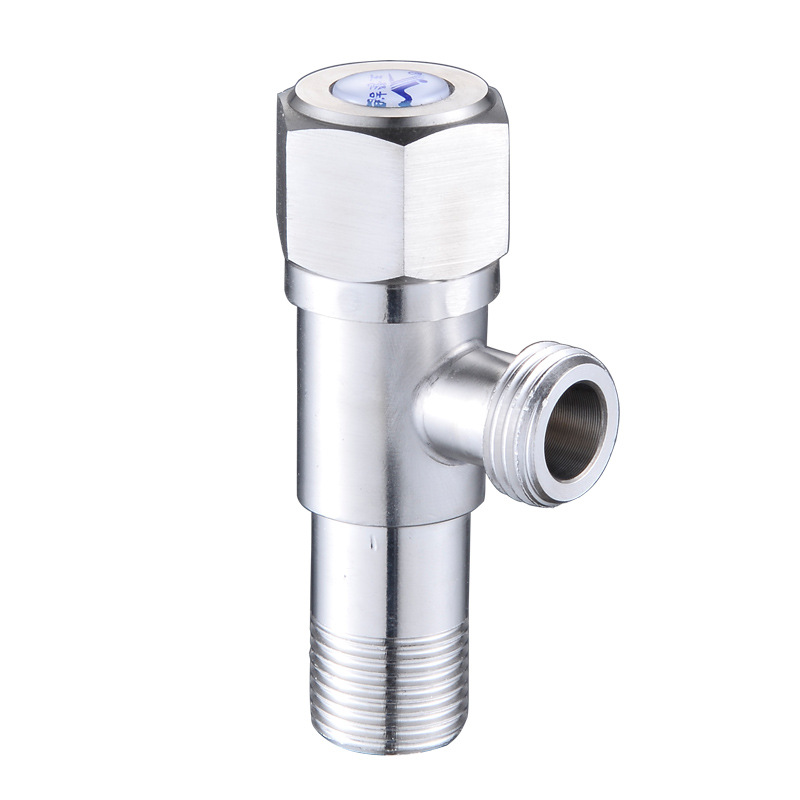 Wholesale 304 stainless steel Angle valve, three-way toilet, water heater, extended large flow 4-minute eight-shaped valve switch Specification drawing