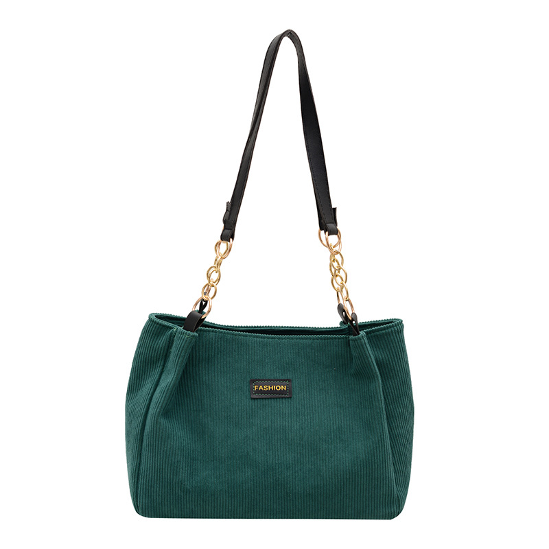 New fashionable corduroy bag for women, single-shoulder bag, large-capacity tote bag, crossbody for class and commuting Item Picture