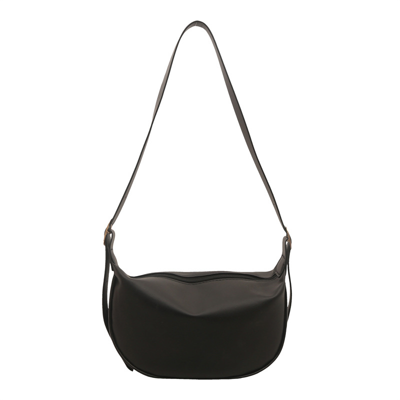 New cross-border pu solid color crossbody crescent-shaped bag, simple and fashionable women's bag, mommy shopping dumpling bag, commuting single-shoulder bag Item Picture