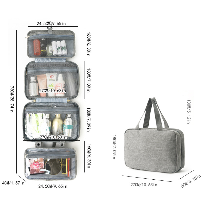 Cross-border bestseller 40% off dry and wet separation, multi-color storage for toiletries and cosmetics, portable toiletries bag and makeup bag Specification drawing