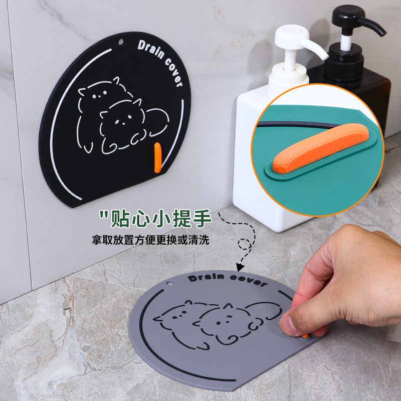 Anti-odor pad for floor drain cover, soft rubber for blocking and deodorizing bathroom, toilet and kitchen openings, anti-odor device for sewer sealing Application Scenario