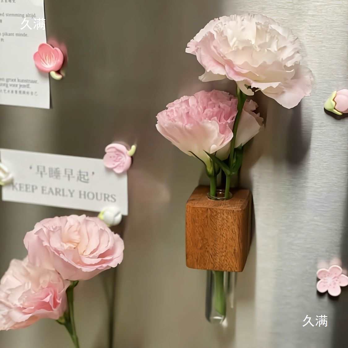 Solid wood flower arrangement, creative test tube flower arrangement, refrigerator stickers, magnetic stickers, fixed magnetic stickers, hydroponic plant vases Item Picture