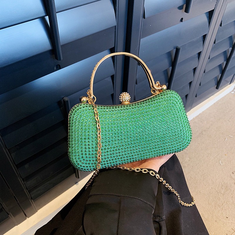 2023 Cross-border New Fashion hand-held dinner bag, stylish handbag, diamond-encrusted chain crossbody bag popular in Europe and America details Picture