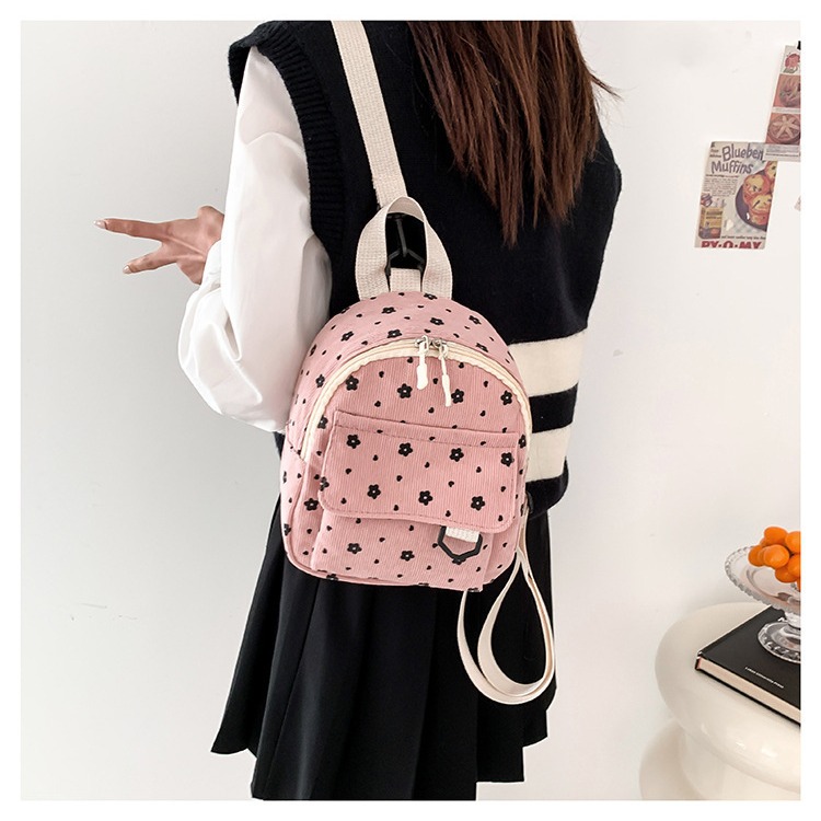 Wholesale of 2024 new large-capacity, fashionable, simple and personalized student travel mini backpacks with corduroy Application Scenario