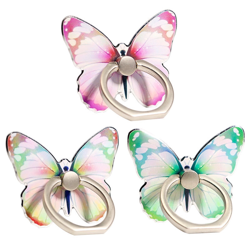 New, cute and creative, butterfly painted and cartoon phone stand with ring buckle in stock for wholesale Specification drawing