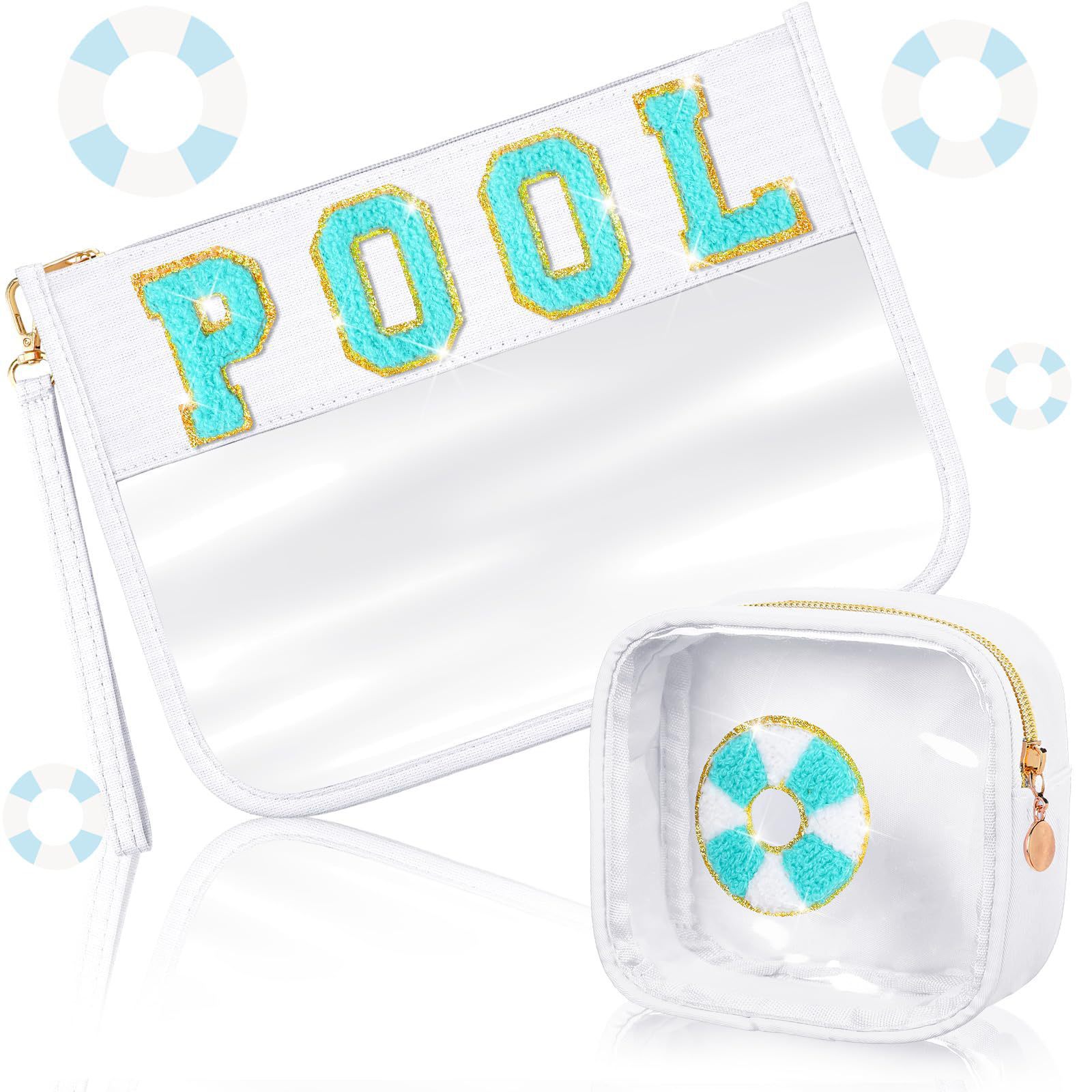Amazon Cross-border Chenille Letter cosmetic Bag, PVC large capacity portable transparent cosmetic bag, travel toiletry bag Application Scenario
