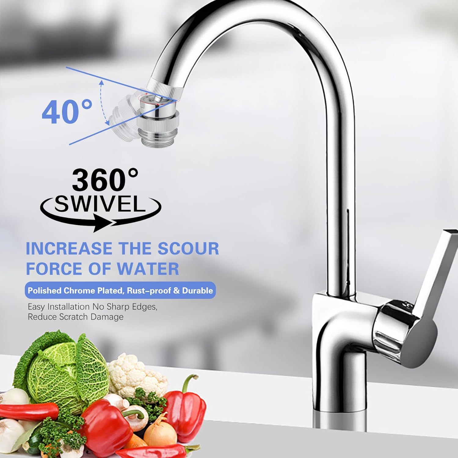 Cross-border US-made 360-degree rotating 3/4GHT chrome-plated garden hose thread faucet adapter kit Application Scenario
