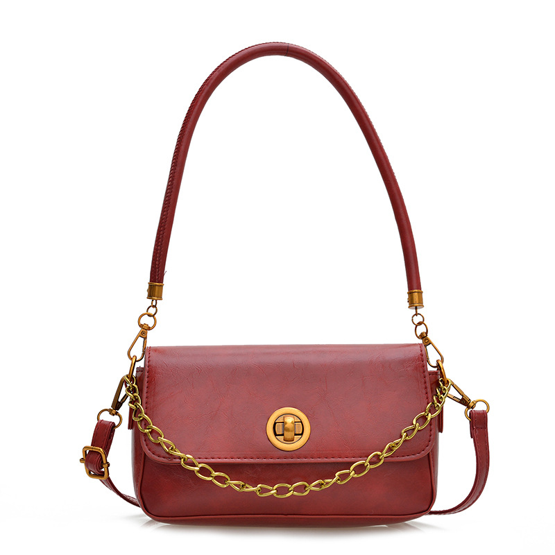Cross-border high-end handbag for women, 2025 new chain single-shoulder crossbody small square bag, retro and simple underarm bag Item Picture