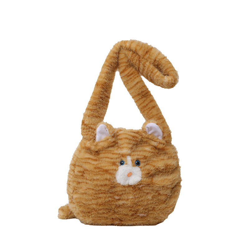 Plush and cute cat bag, decorative bag, furry bag, cute and personalized storage bag for girls, large-capacity single-shoulder commuting bag Item Picture