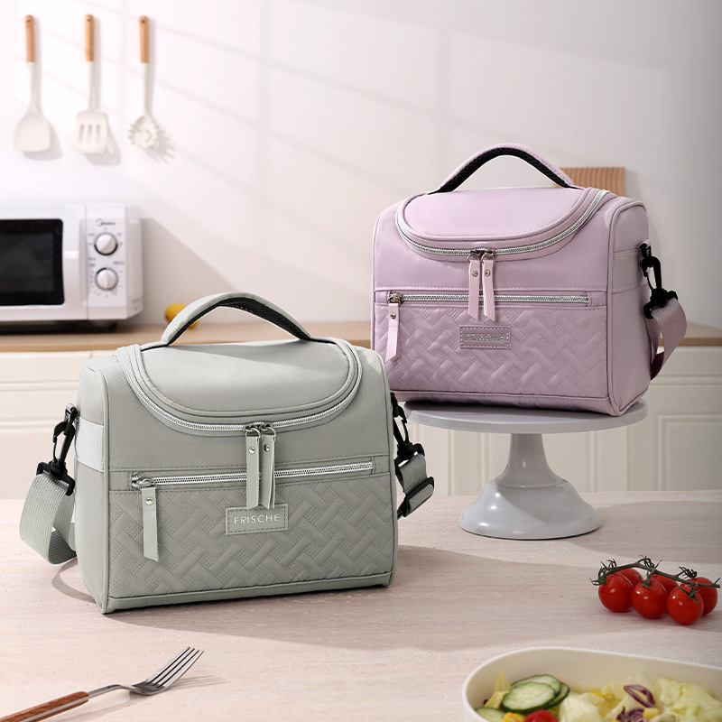 Runhui Croissant curved Lid single-shoulder insulated bag, Office lunch box handbag, student lunch box bag, Outdoor fresh-keeping ice bag full figure