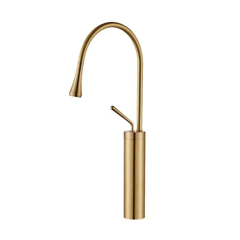 Artistic basin copper water drop countertop basin, high-chromium black and white brushed gold washbasin, cold and hot water faucet source manufacturer Item Picture