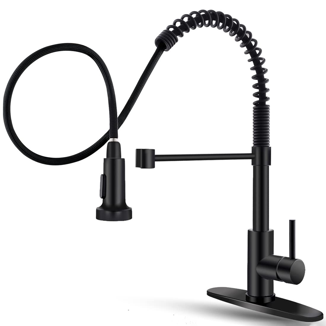 Black kitchen cold and hot dual-purpose spring pull-out faucet, 304 stainless steel, cross-border export, all-copper factory wholesale full figure