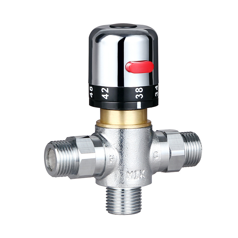 Cross-border brass constant-temperature mixing valve, 4-point and 6-point solar temperature control valve, small kitchen water zero cold water temperature adjustment pipeline valve Item Picture