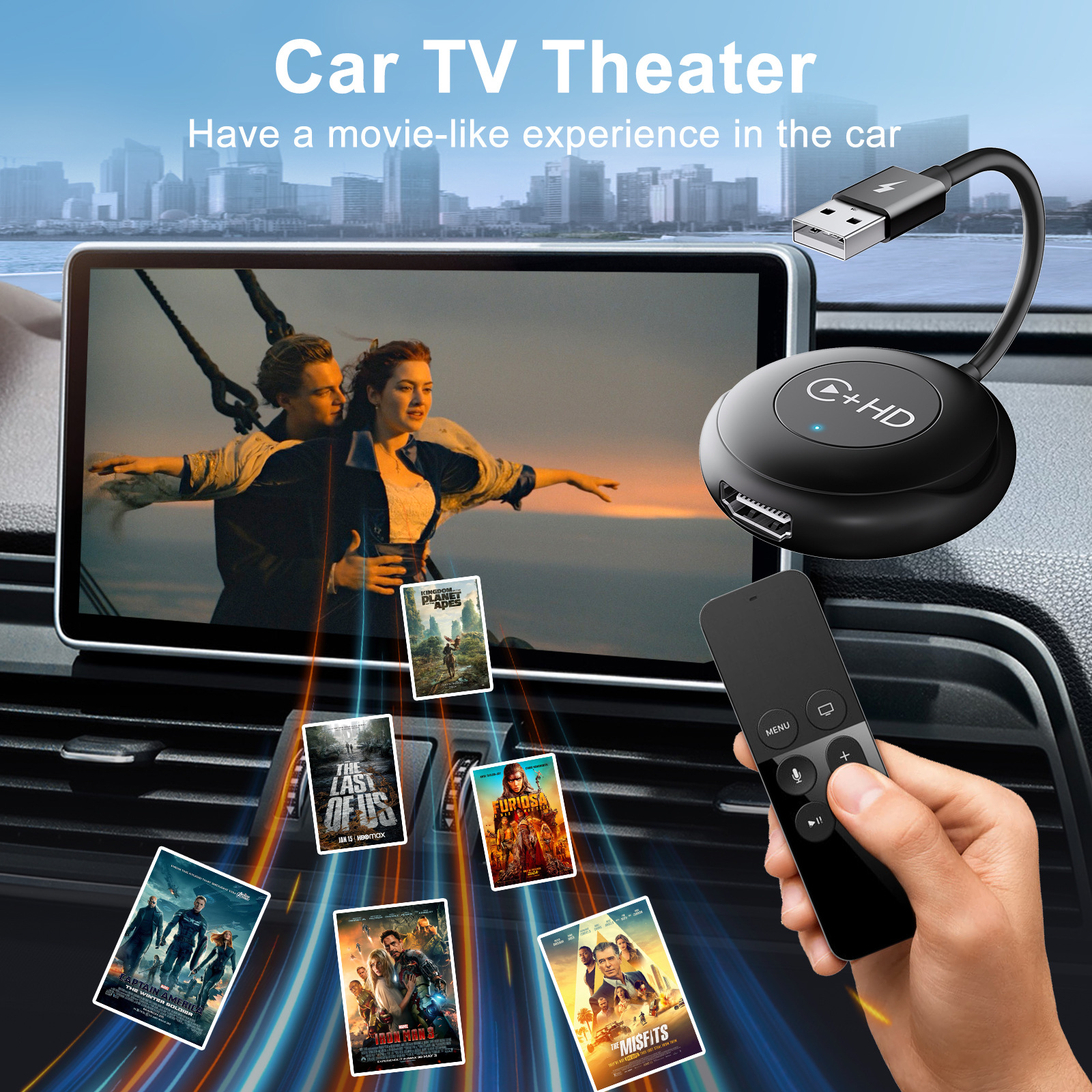 Wired to wireless carplay to HDMI TV box, wireless carplay video car adapter Specification drawing