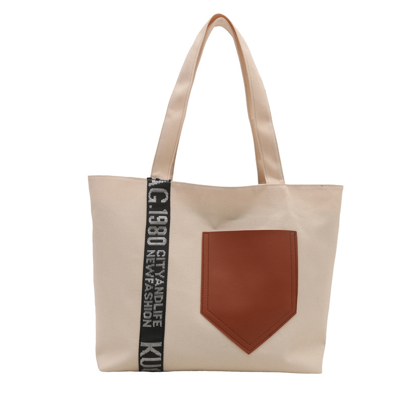 Cross-border women's canvas bag 2024 New style, high-end, stylish, large-capacity tote, simple single-shoulder crossbody commuting bag Item Picture