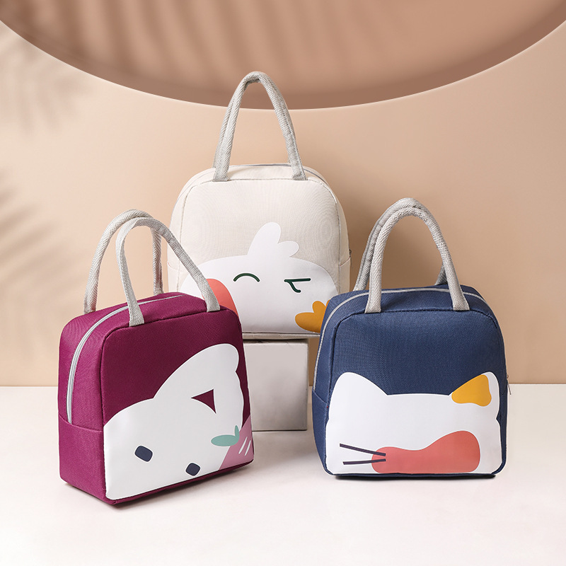 Japanese-style cartoon lunch box bags, children's insulated bags, primary school students' school lunch boxes, bento bags, Oxford cloth lunch bags Specification drawing