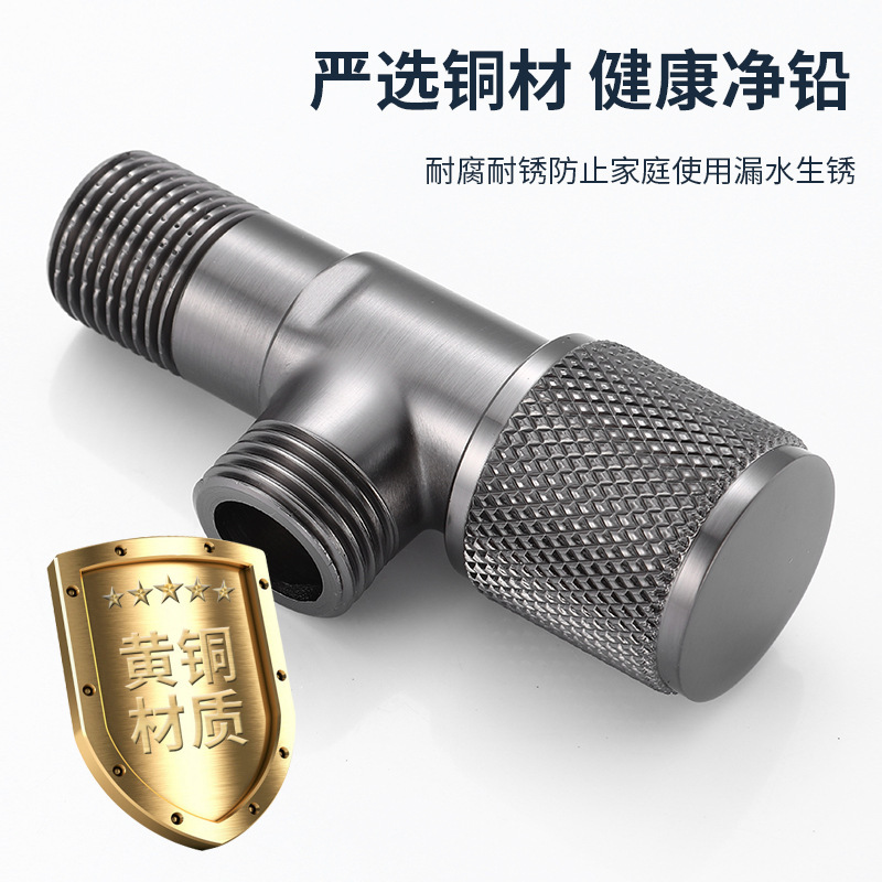 Gun gray Angle valve, full copper thickened, cold and hot large flow household washbasin, toilet, water heater stop manifold valve switch Application Scenario
