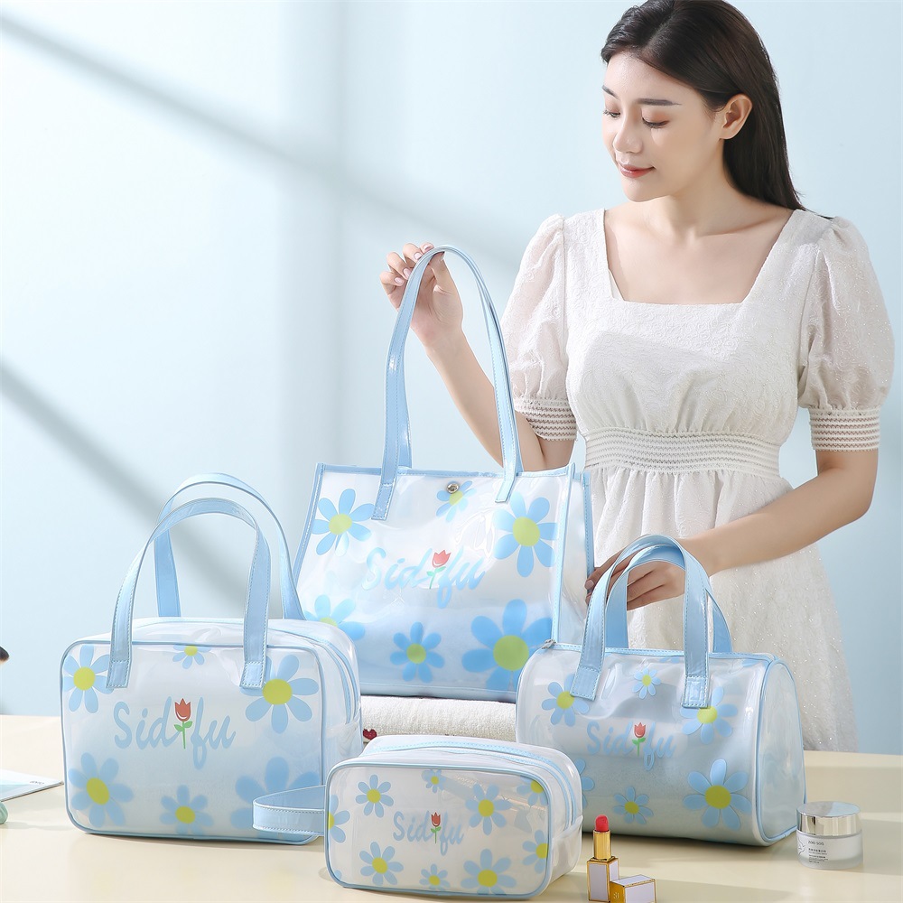 Korean-style makeup bag, PVC storage bag, toiletry bag, fresh and clean four-piece set, bath bag, matte portable swimming bag Specification drawing
