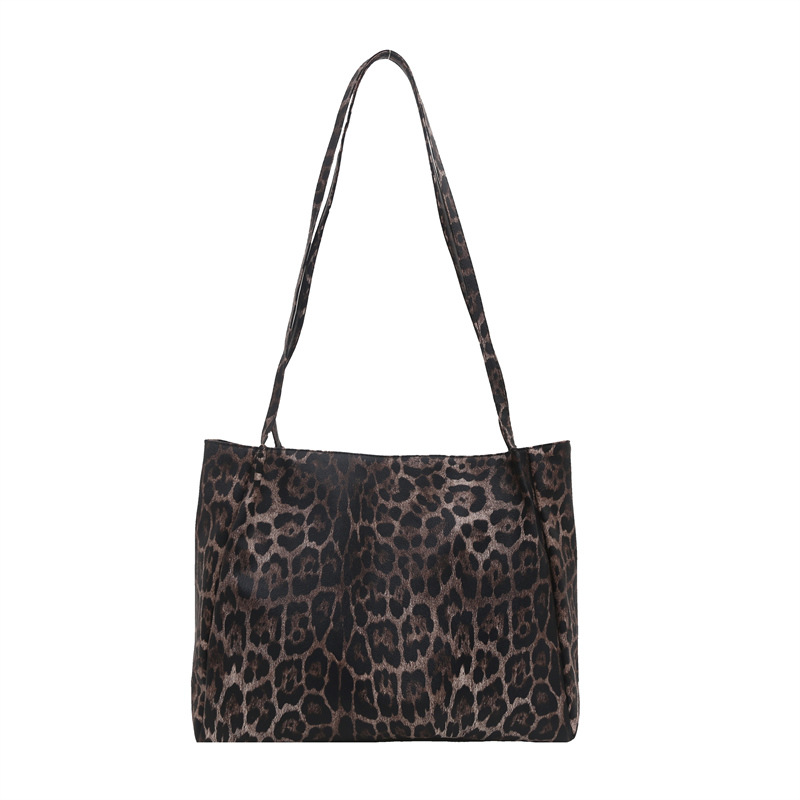 Spring large-capacity women's bag 2025 New laid-back style ins handbag, women's artistic leopard print single-shoulder bag tote bag Item Picture