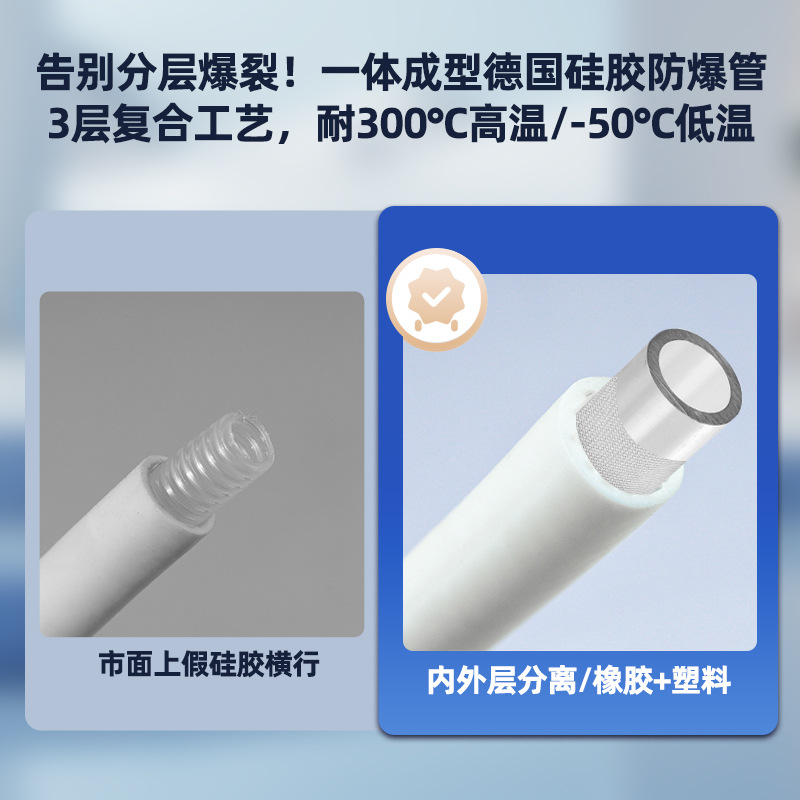 Silicone water pipe, flexible hose, showerhead, soft pipe, anti-freezing, washing machine water inlet pipe, shower, 4-inch thickened, sun protection and anti-aging Specification drawing