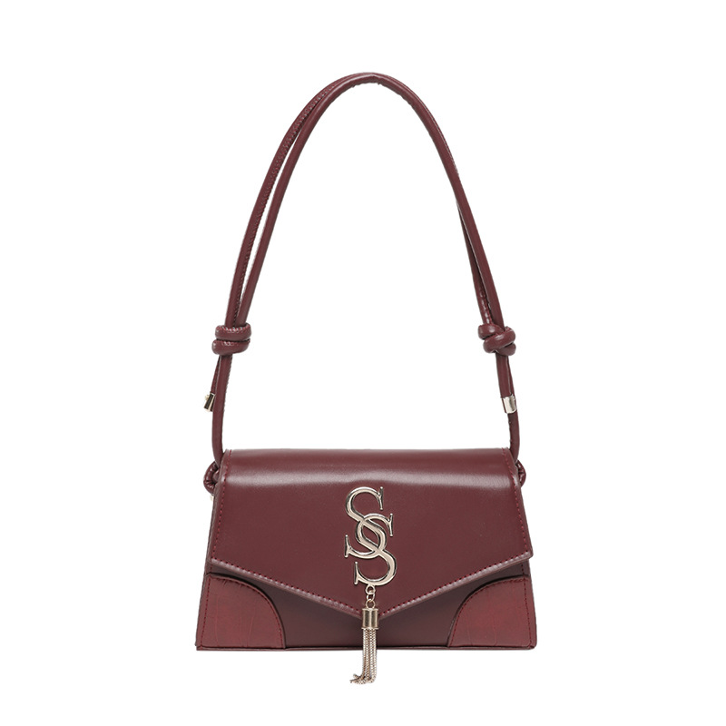 Fringed pendant simple hand-carry commuter bag for women, 2025 new retro and unique single-shoulder crossbody spring small square bag Item Picture