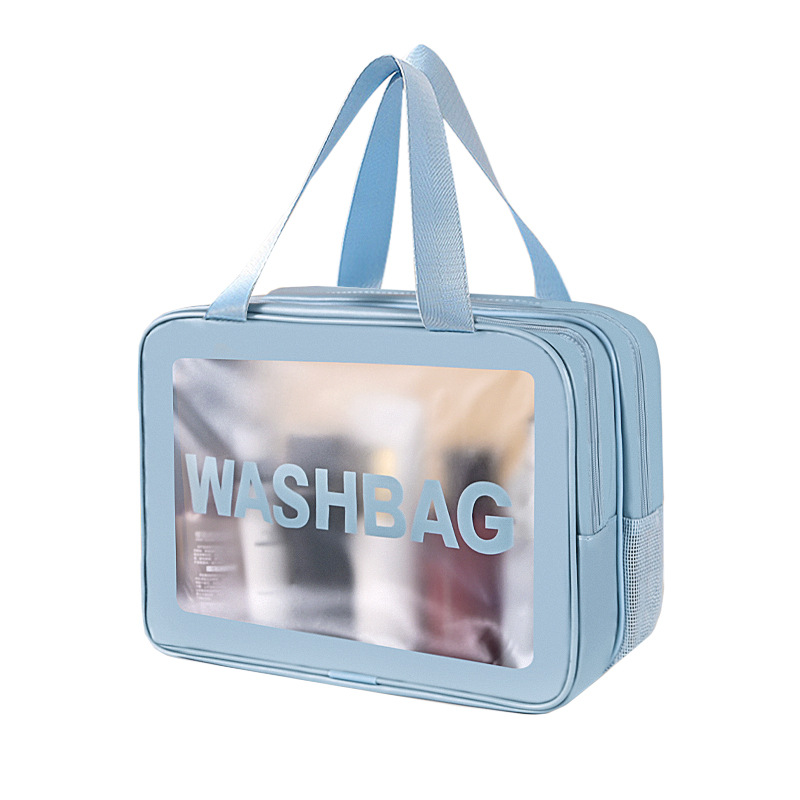 Multi-functional double-layer PU washbasin bag, dry and wet separation storage bag, waterproof beach bag, makeup bag, large capacity and high-end feel Specification drawing