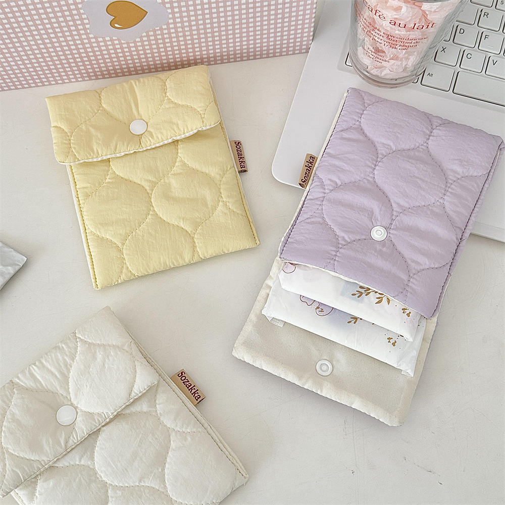 41262 Quilted Sanitary Kit, Lipstick Storage bag, Student Mini Portable Menstrual Sanitary napkin Organization bag Specification drawing