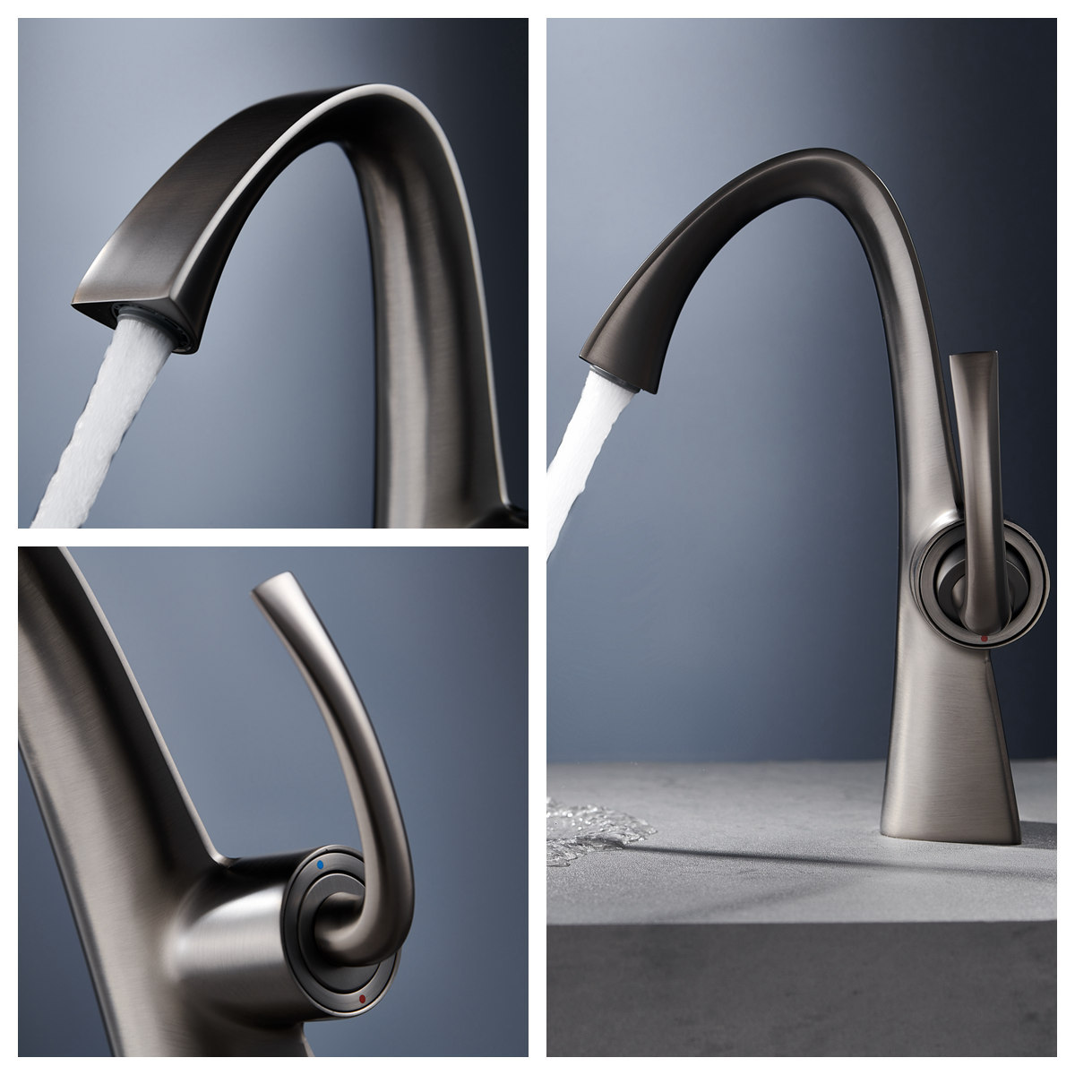 New all-copper faucet, household washbasin, bathroom washbasin, hot and cold bath cabinet, gun gray faucet Application Scenario