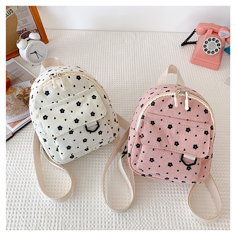 Wholesale of 2024 new large-capacity, fashionable, simple and personalized student travel mini backpacks with corduroy Specification drawing