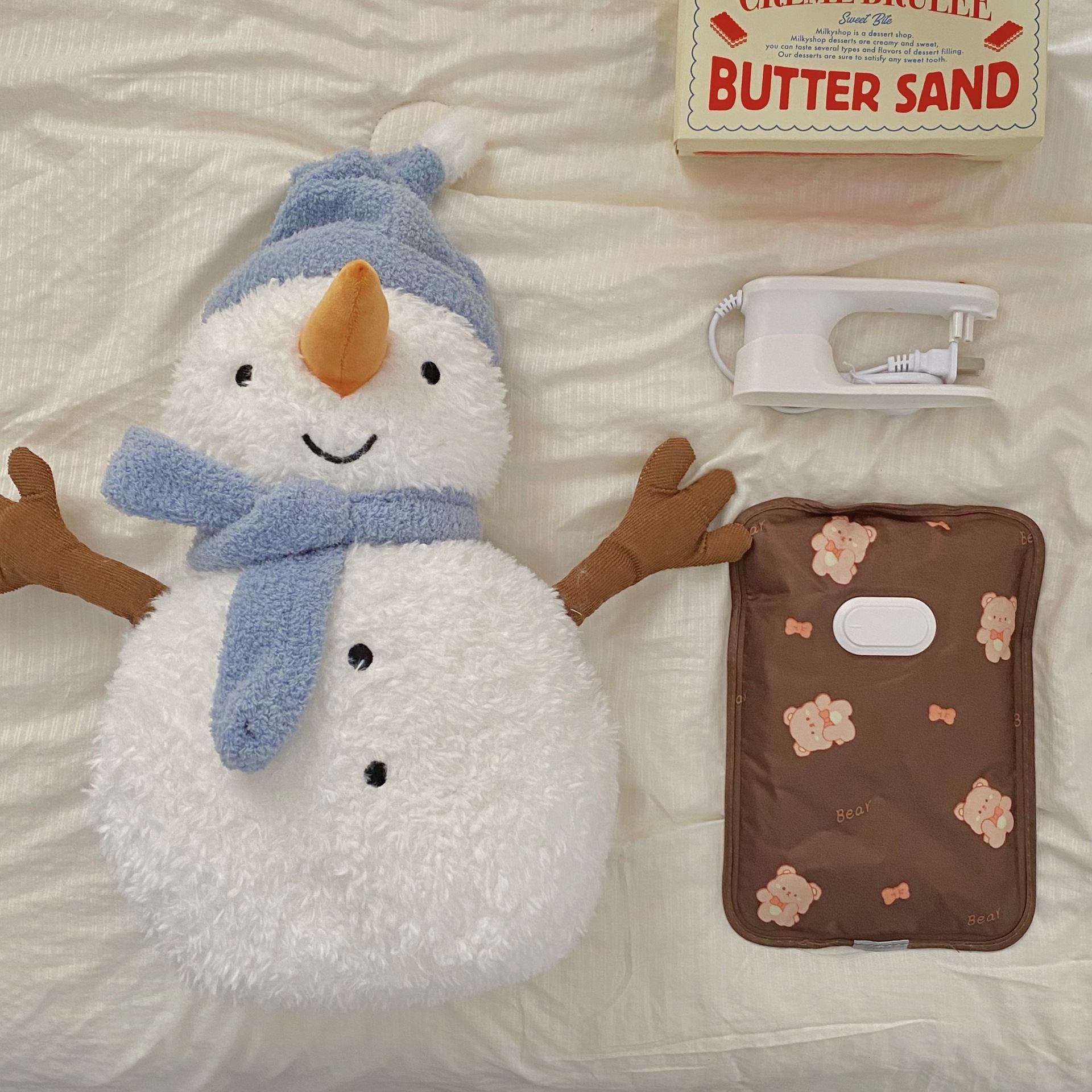 New rechargeable hot water bag for winter warmth, cute snowman warmers, dormitory bed warmers, women's electric warmers details Picture